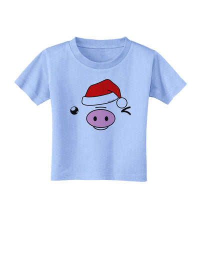 Kyu-T Face Oinkz Santa Hat Boy Pig Toddler T-Shirt-Toddler T-Shirt-TooLoud-Aquatic-Blue-2T-Davson Sales