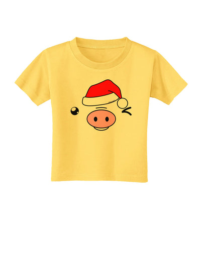 Kyu-T Face Oinkz Santa Hat Boy Pig Toddler T-Shirt-Toddler T-Shirt-TooLoud-Yellow-2T-Davson Sales