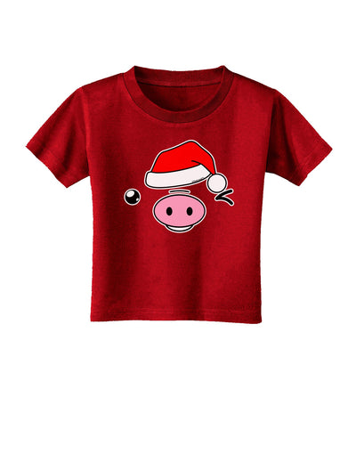 Kyu-T Face Oinkz Santa Hat Boy Pig Toddler T-Shirt Dark-Toddler T-Shirt-TooLoud-Red-2T-Davson Sales