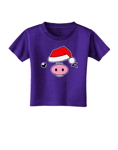 Kyu-T Face Oinkz Santa Hat Boy Pig Toddler T-Shirt Dark-Toddler T-Shirt-TooLoud-Purple-2T-Davson Sales