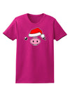 Kyu-T Face Oinkz Santa Hat Boy Pig Womens Dark T-Shirt-TooLoud-Hot-Pink-Small-Davson Sales