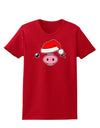 Kyu-T Face Oinkz Santa Hat Boy Pig Womens Dark T-Shirt-TooLoud-Red-X-Small-Davson Sales