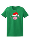 Kyu-T Face Oinkz Santa Hat Boy Pig Womens Dark T-Shirt-TooLoud-Kelly-Green-X-Small-Davson Sales