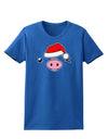 Kyu-T Face Oinkz Santa Hat Boy Pig Womens Dark T-Shirt-TooLoud-Royal-Blue-X-Small-Davson Sales