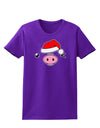 Kyu-T Face Oinkz Santa Hat Boy Pig Womens Dark T-Shirt-TooLoud-Purple-X-Small-Davson Sales