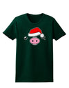 Kyu-T Face Oinkz Santa Hat Boy Pig Womens Dark T-Shirt-TooLoud-Forest-Green-Small-Davson Sales