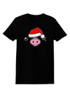 Kyu-T Face Oinkz Santa Hat Boy Pig Womens Dark T-Shirt-TooLoud-Black-X-Small-Davson Sales