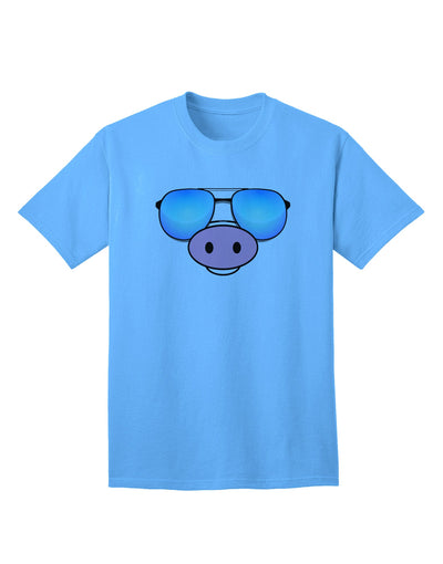 Kyu-T Face - Oinkz Stylish Sunglasses Adult T-Shirt-Mens T-shirts-TooLoud-Aquatic-Blue-Small-Davson Sales