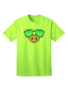 Kyu-T Face - Oinkz Stylish Sunglasses Adult T-Shirt-Mens T-shirts-TooLoud-Neon-Green-Small-Davson Sales