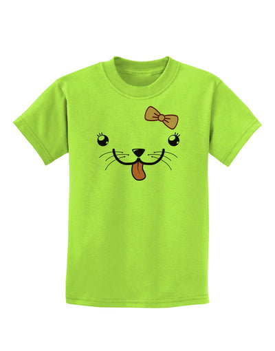 Kyu-T Face - Puppina Cute Girl Puppy Dog Childrens T-Shirt-Childrens T-Shirt-TooLoud-Lime-Green-X-Small-Davson Sales