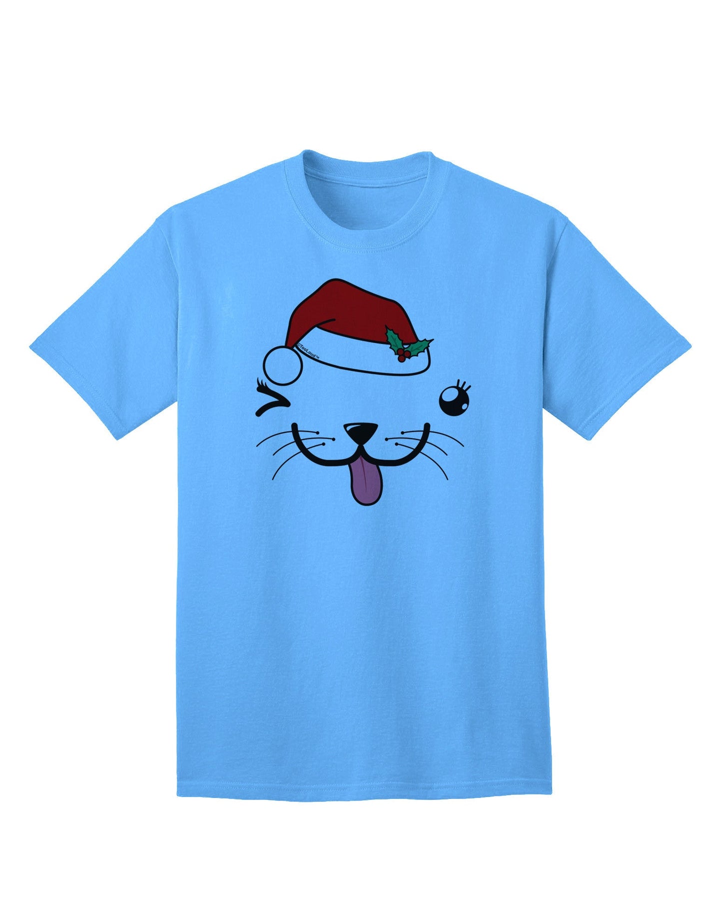 Kyu-T Face Puppina Santa Girl Dog Adult T-Shirt: A Festive Fashion Statement for Dog Lovers-Mens T-shirts-TooLoud-Aquatic-Blue-Small-Davson Sales