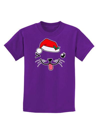 Kyu-T Face Puppina Santa Girl Dog Childrens Dark T-Shirt-Childrens T-Shirt-TooLoud-Purple-X-Small-Davson Sales