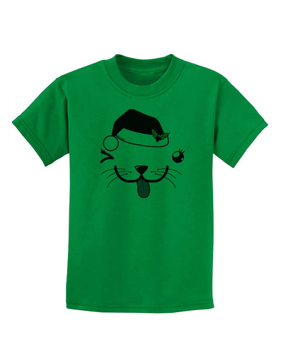 Kyu-T Face Puppina Santa Girl Dog Childrens T-Shirt-Childrens T-Shirt-TooLoud-Kelly-Green-X-Small-Davson Sales