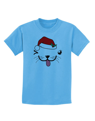 Kyu-T Face Puppina Santa Girl Dog Childrens T-Shirt-Childrens T-Shirt-TooLoud-Aquatic-Blue-X-Small-Davson Sales