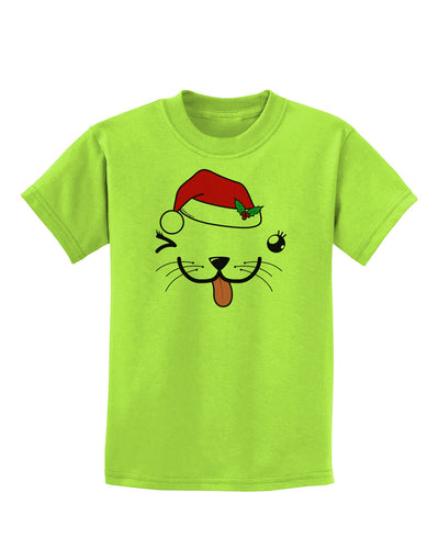 Kyu-T Face Puppina Santa Girl Dog Childrens T-Shirt-Childrens T-Shirt-TooLoud-Lime-Green-X-Small-Davson Sales