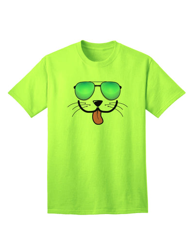 Kyu-T Face - Puppino Cool Sunglasses Adult T-Shirt: A Stylish Addition to Your Wardrobe-Mens T-shirts-TooLoud-Neon-Green-Small-Davson Sales
