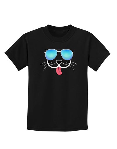 Kyu-T Face - Puppino Cool Sunglasses Childrens Dark T-Shirt-Childrens T-Shirt-TooLoud-Black-X-Small-Davson Sales