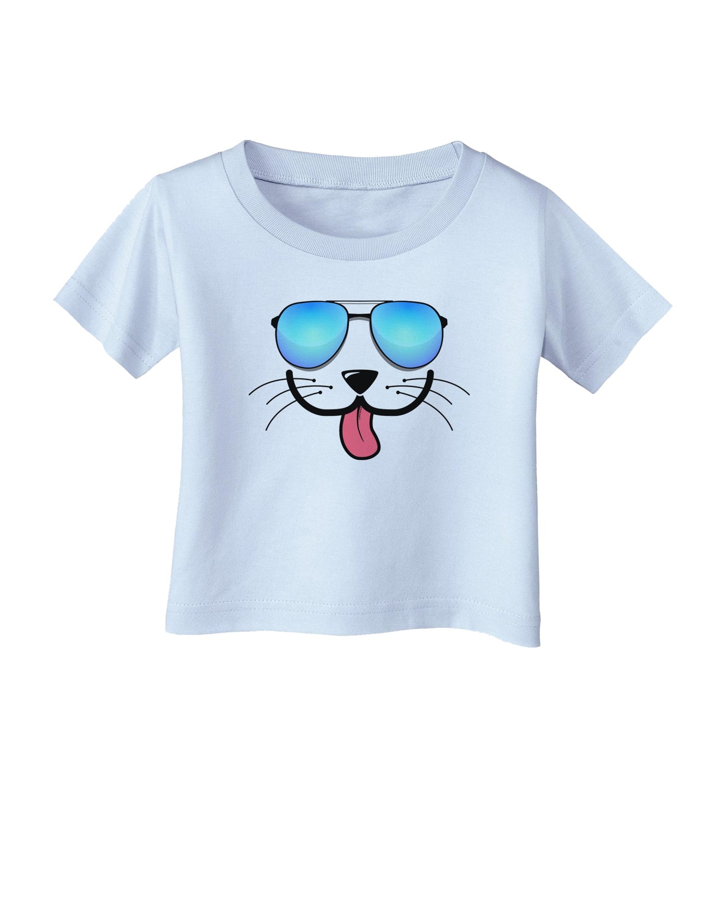 Kyu-T Face - Puppino Cool Sunglasses Infant T-Shirt-Infant T-Shirt-TooLoud-Light-Blue-06-Months-Davson Sales