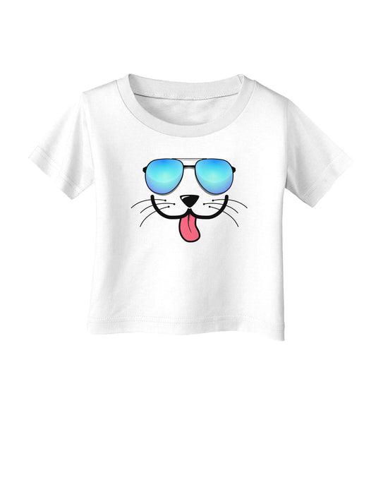 Kyu-T Face - Puppino Cool Sunglasses Infant T-Shirt-Infant T-Shirt-TooLoud-White-06-Months-Davson Sales