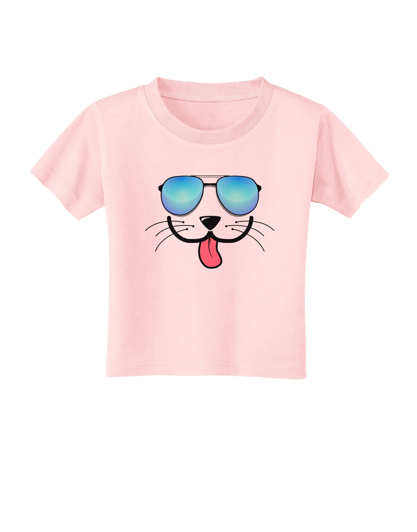 Kyu-T Face - Puppino Cool Sunglasses Toddler T-Shirt-Toddler T-Shirt-TooLoud-Light-Pink-2T-Davson Sales