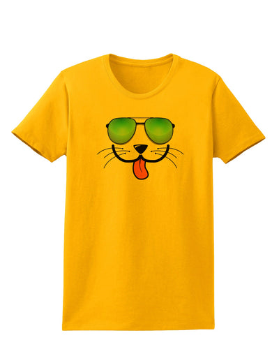 Kyu-T Face - Puppino Cool Sunglasses Womens T-Shirt-Womens T-Shirt-TooLoud-Gold-X-Small-Davson Sales