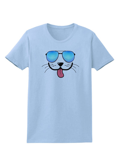 Kyu-T Face - Puppino Cool Sunglasses Womens T-Shirt-Womens T-Shirt-TooLoud-Light-Blue-X-Small-Davson Sales