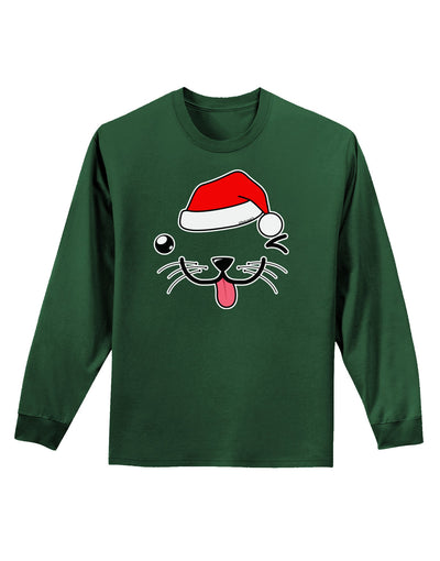 Kyu-T Face Puppino Santa Boy Dog Adult Long Sleeve Dark T-Shirt-TooLoud-Dark-Green-Small-Davson Sales