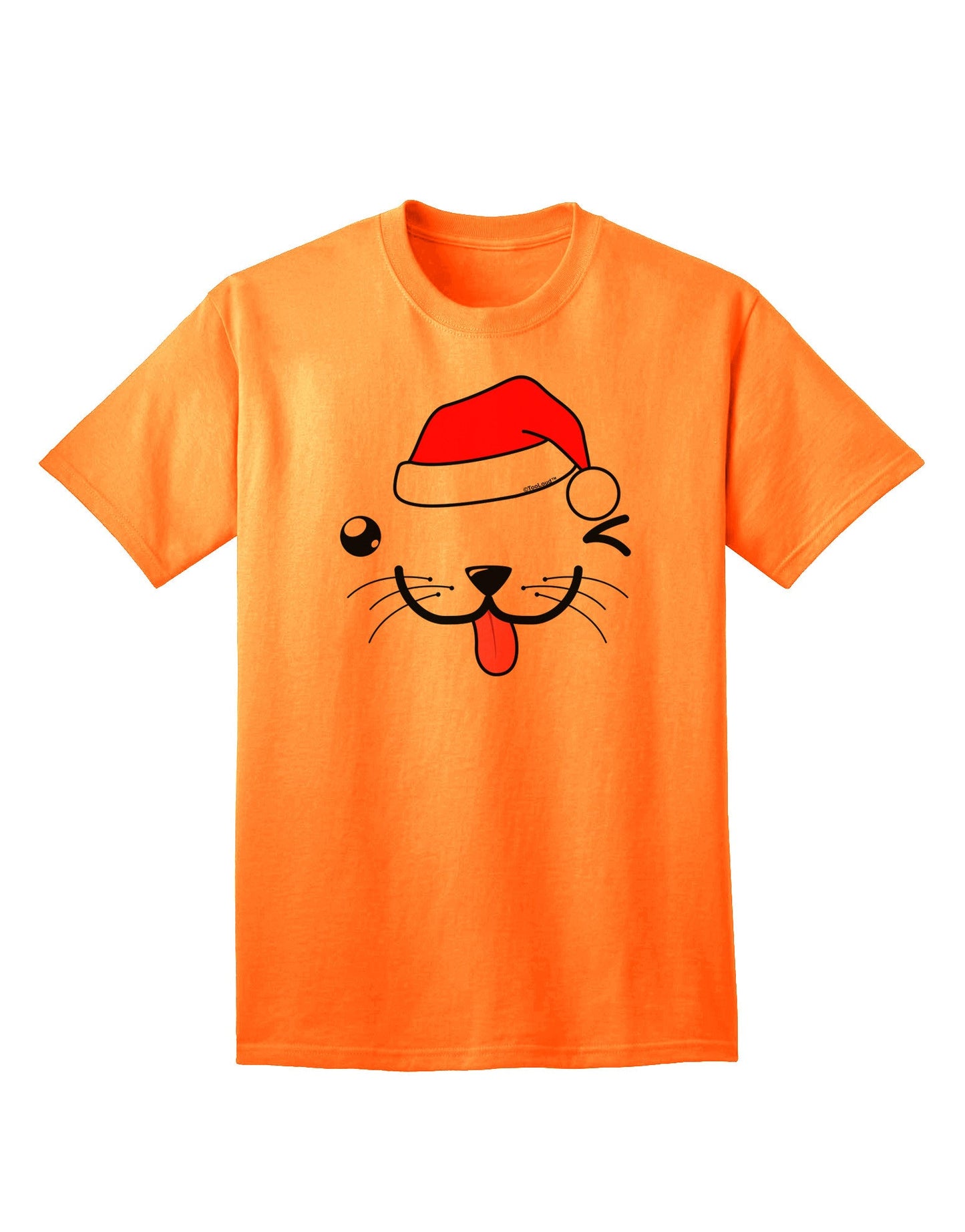 Kyu-T Face Puppino Santa Boy Dog Adult T-Shirt: A Festive Must-Have for Dog Lovers-Mens T-shirts-TooLoud-Neon-Orange-Small-Davson Sales
