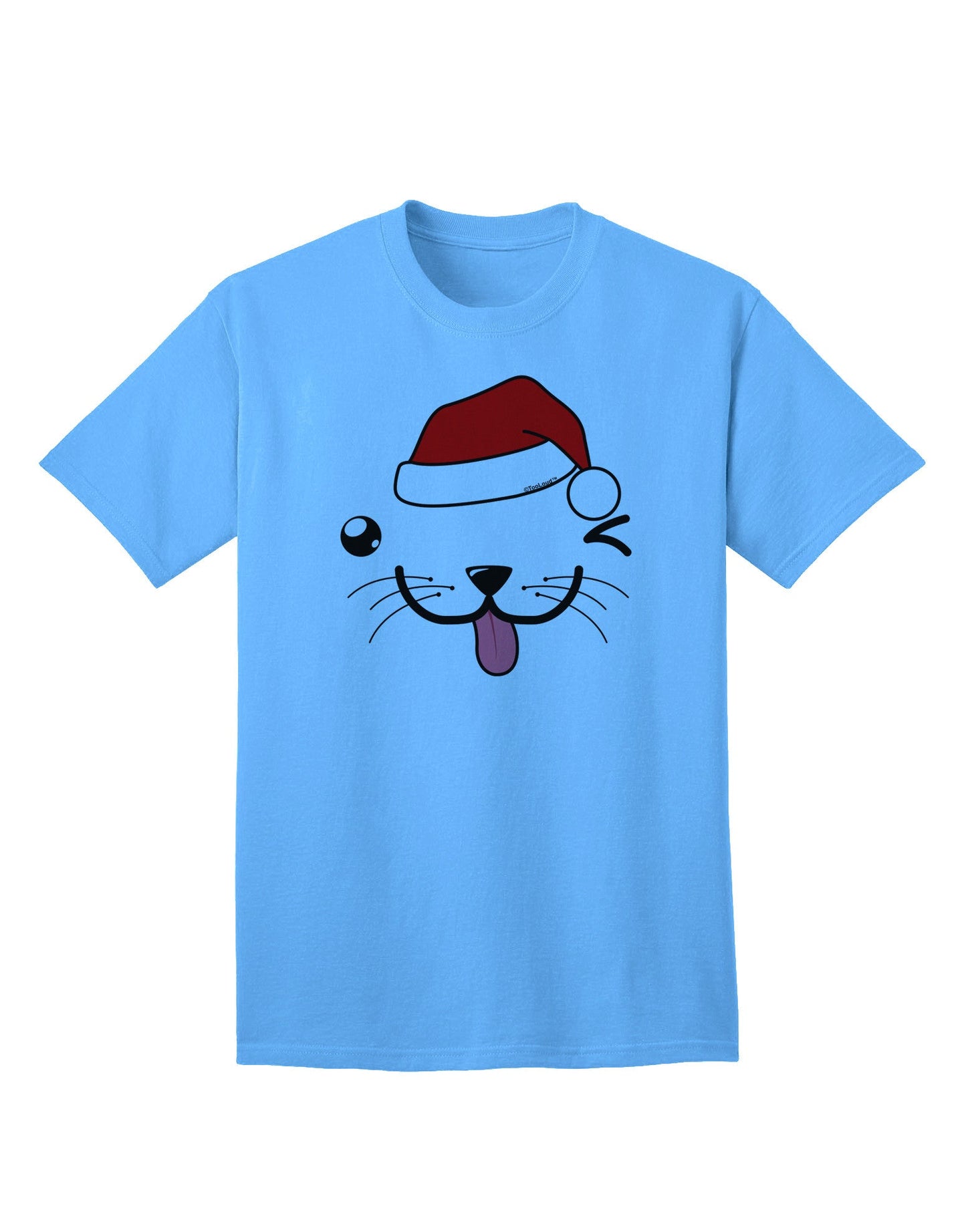 Kyu-T Face Puppino Santa Boy Dog Adult T-Shirt: A Festive Must-Have for Dog Lovers-Mens T-shirts-TooLoud-Aquatic-Blue-Small-Davson Sales