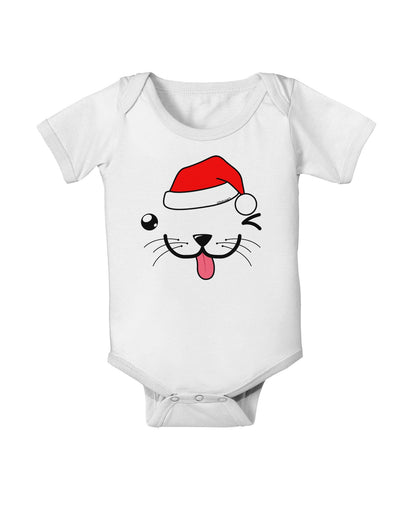 Kyu-T Face Puppino Santa Boy Dog Baby Romper Bodysuit-Baby Romper-TooLoud-White-06-Months-Davson Sales