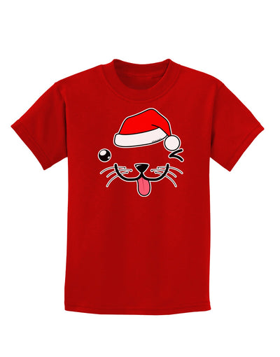 Kyu-T Face Puppino Santa Boy Dog Childrens Dark T-Shirt-Childrens T-Shirt-TooLoud-Red-X-Small-Davson Sales