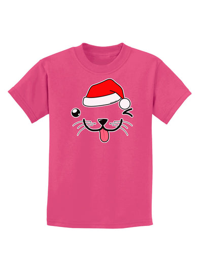 Kyu-T Face Puppino Santa Boy Dog Childrens Dark T-Shirt-Childrens T-Shirt-TooLoud-Sangria-X-Small-Davson Sales