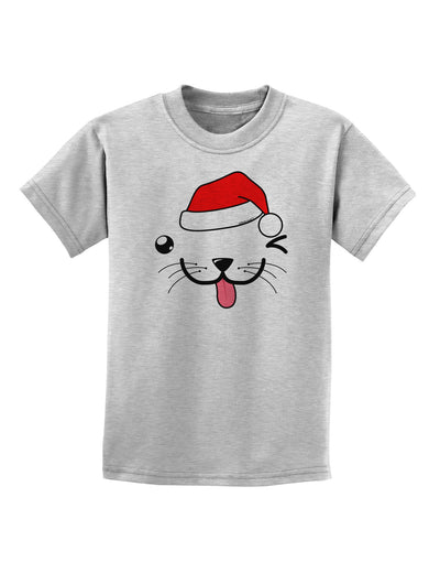 Kyu-T Face Puppino Santa Boy Dog Childrens T-Shirt-Childrens T-Shirt-TooLoud-AshGray-X-Small-Davson Sales