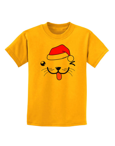 Kyu-T Face Puppino Santa Boy Dog Childrens T-Shirt-Childrens T-Shirt-TooLoud-Gold-X-Small-Davson Sales