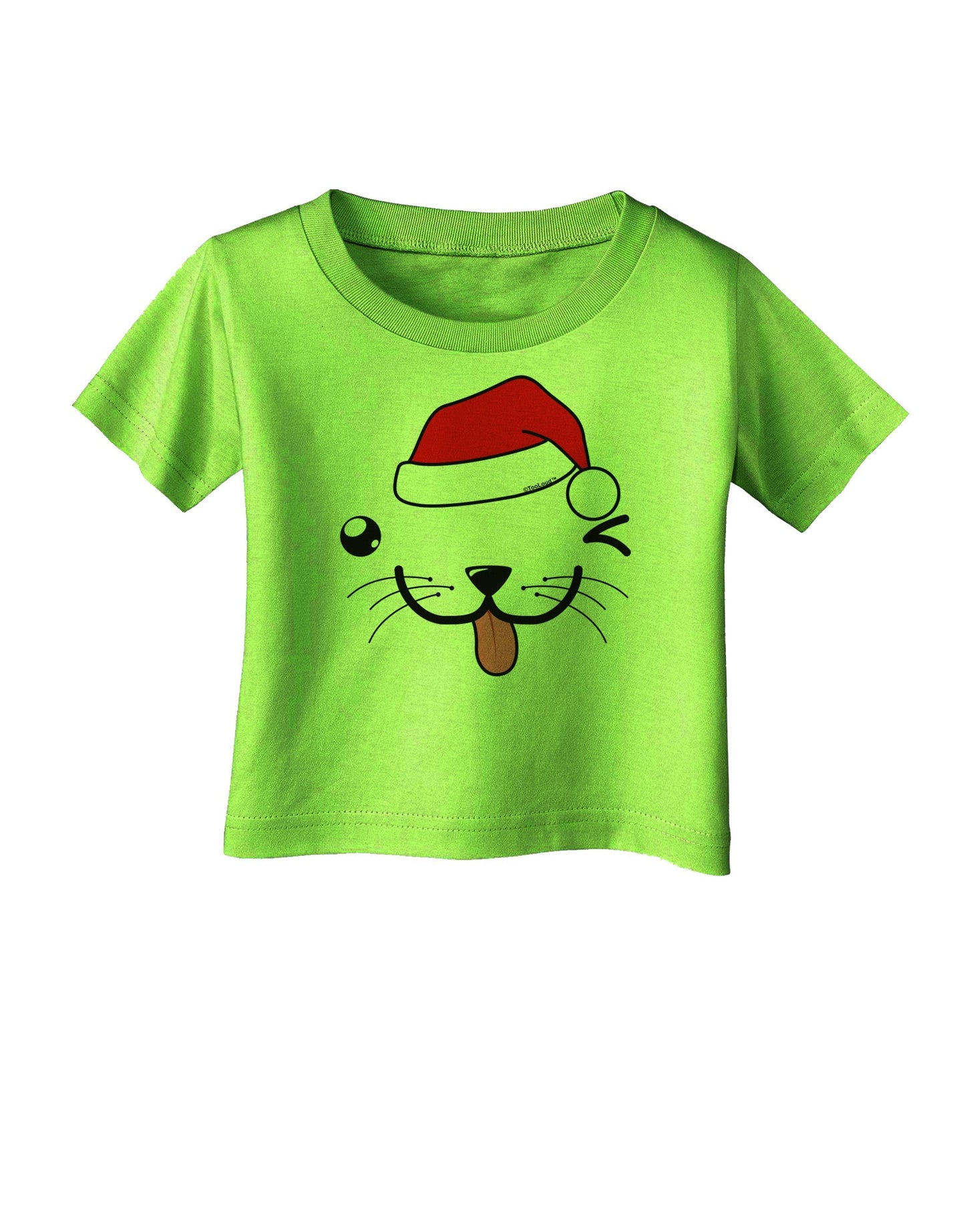 Kyu-T Face Puppino Santa Boy Dog Infant T-Shirt-Infant T-Shirt-TooLoud-Lime-Green-06-Months-Davson Sales