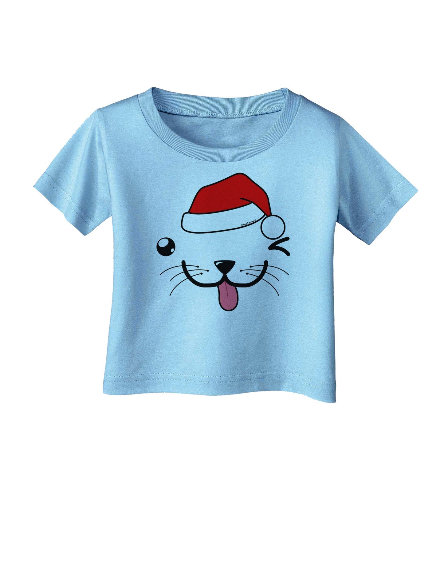 Kyu-T Face Puppino Santa Boy Dog Infant T-Shirt-Infant T-Shirt-TooLoud-Aquatic-Blue-06-Months-Davson Sales
