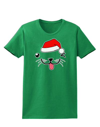 Kyu-T Face Puppino Santa Boy Dog Womens Dark T-Shirt-TooLoud-Kelly-Green-X-Small-Davson Sales