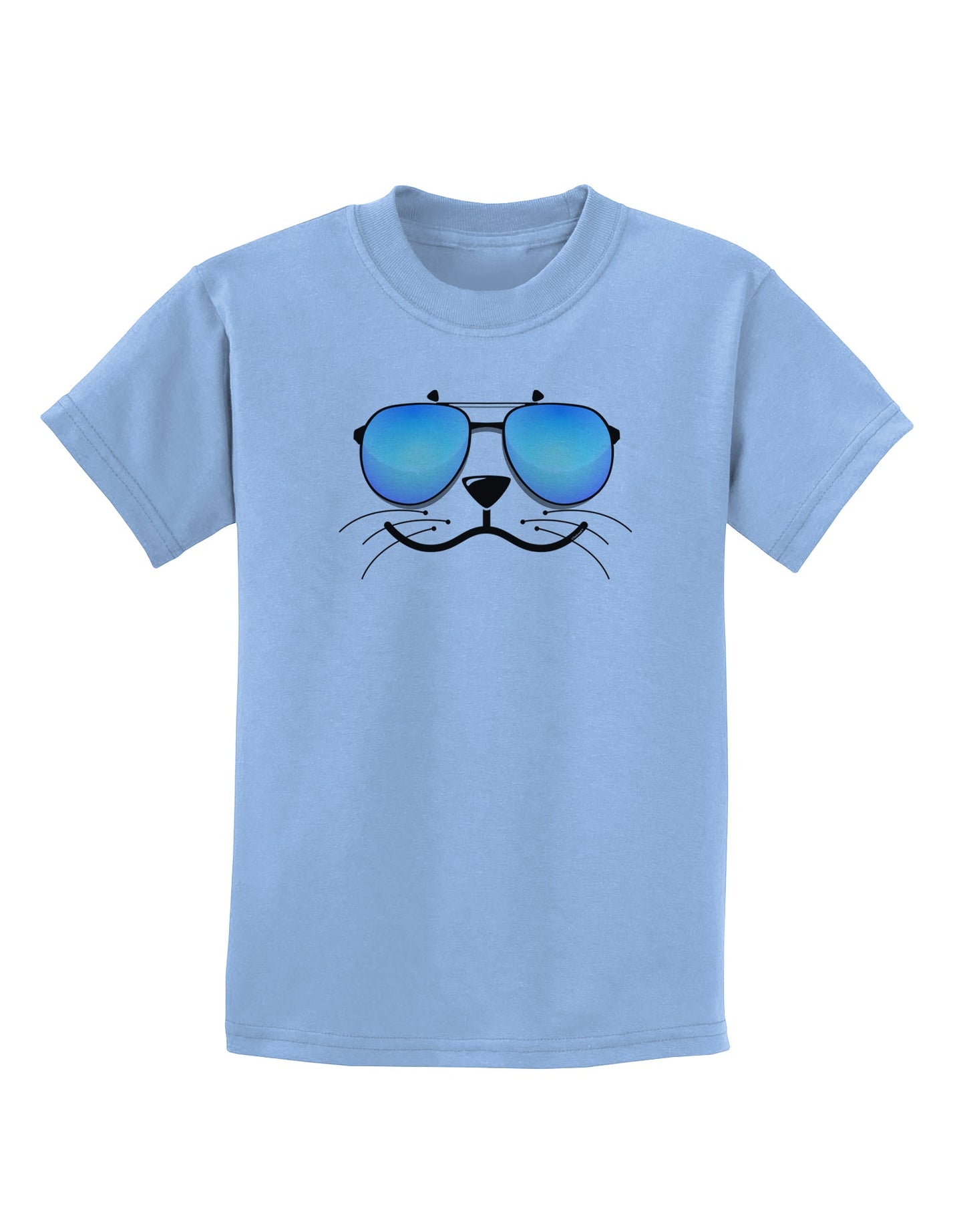 Kyu-T Face - Sealie Cool Sunglasses Childrens T-Shirt-Childrens T-Shirt-TooLoud-Light-Blue-X-Small-Davson Sales