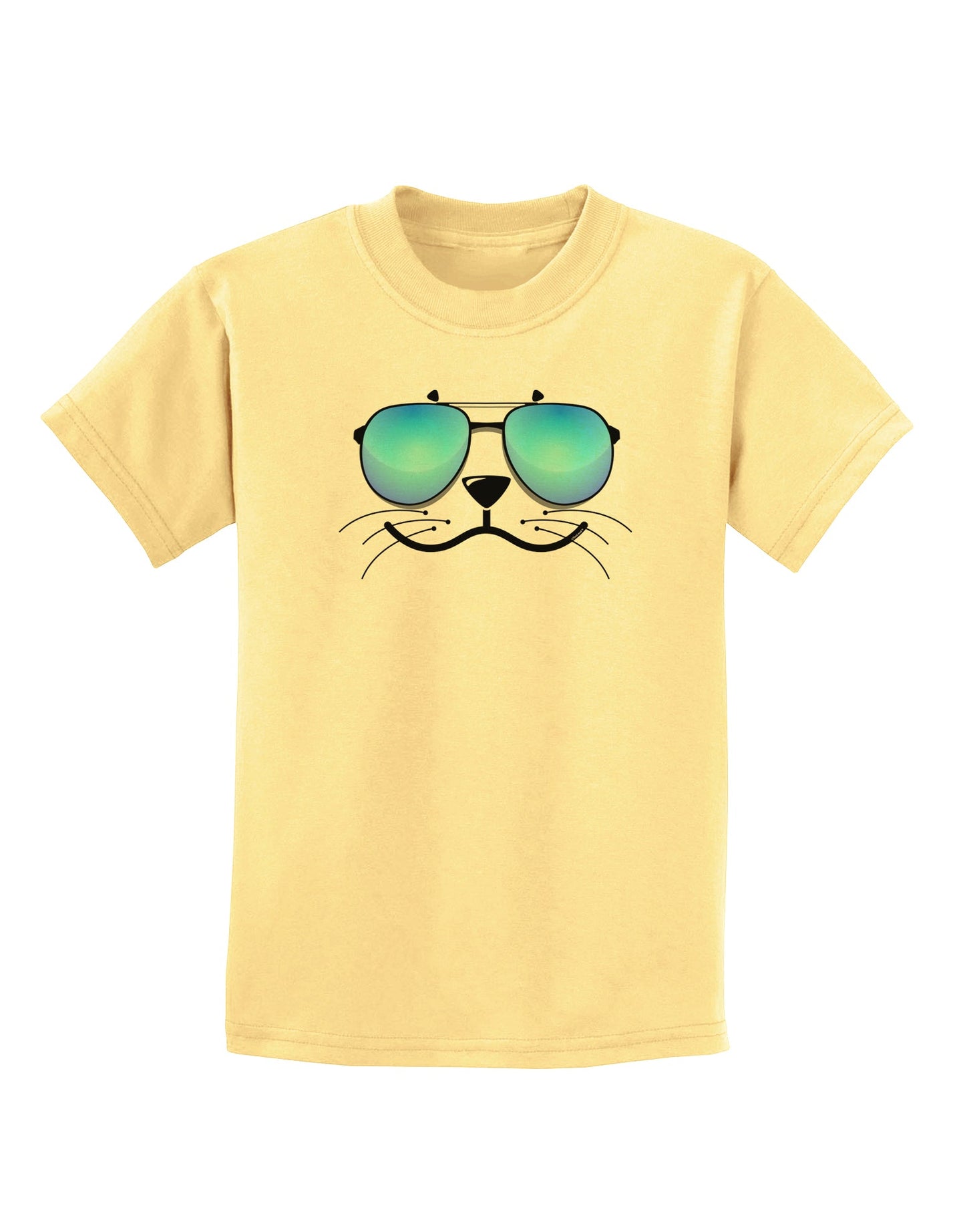 Kyu-T Face - Sealie Cool Sunglasses Childrens T-Shirt-Childrens T-Shirt-TooLoud-Daffodil-Yellow-X-Small-Davson Sales