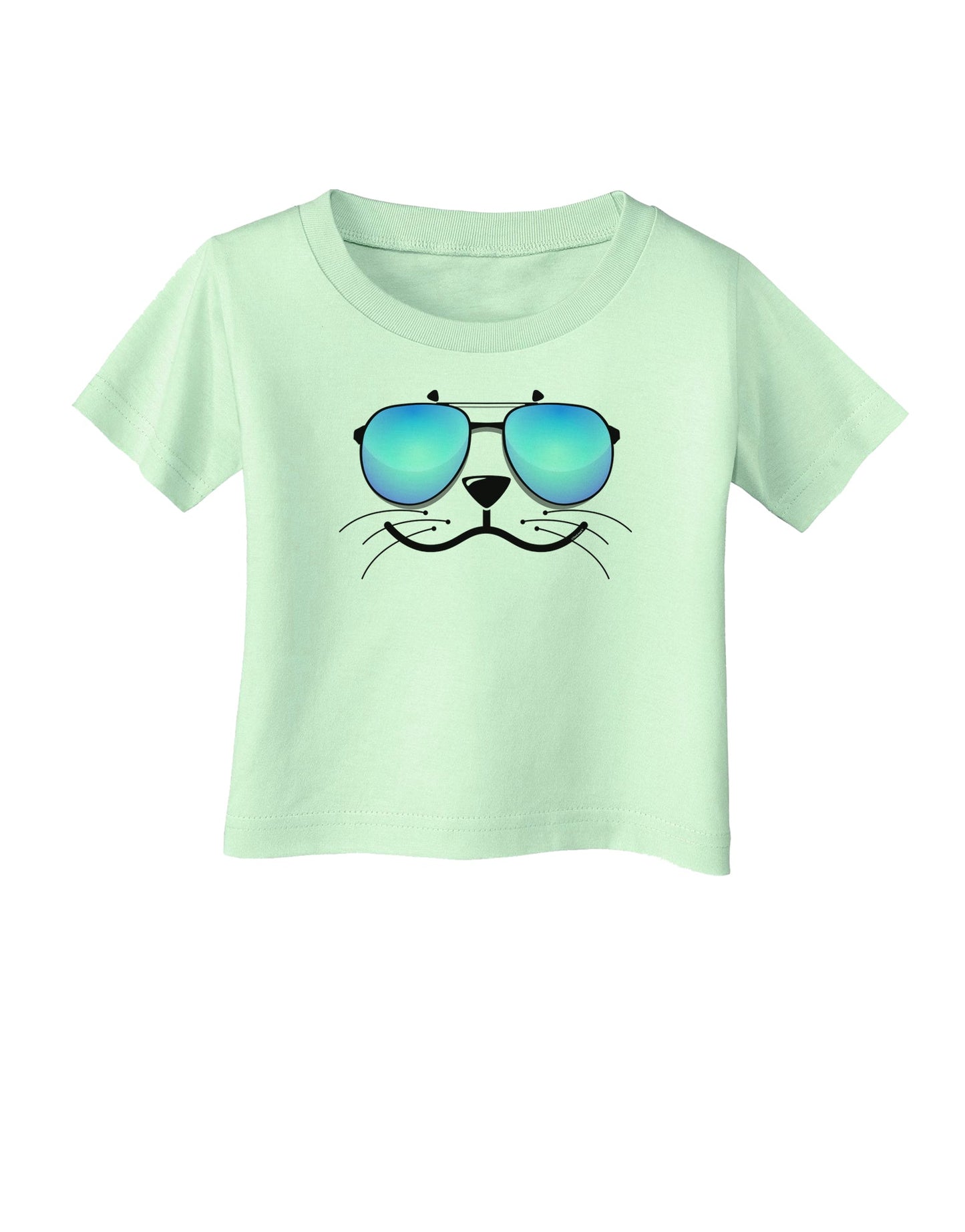 Kyu-T Face - Sealie Cool Sunglasses Infant T-Shirt-Infant T-Shirt-TooLoud-Light-Green-06-Months-Davson Sales