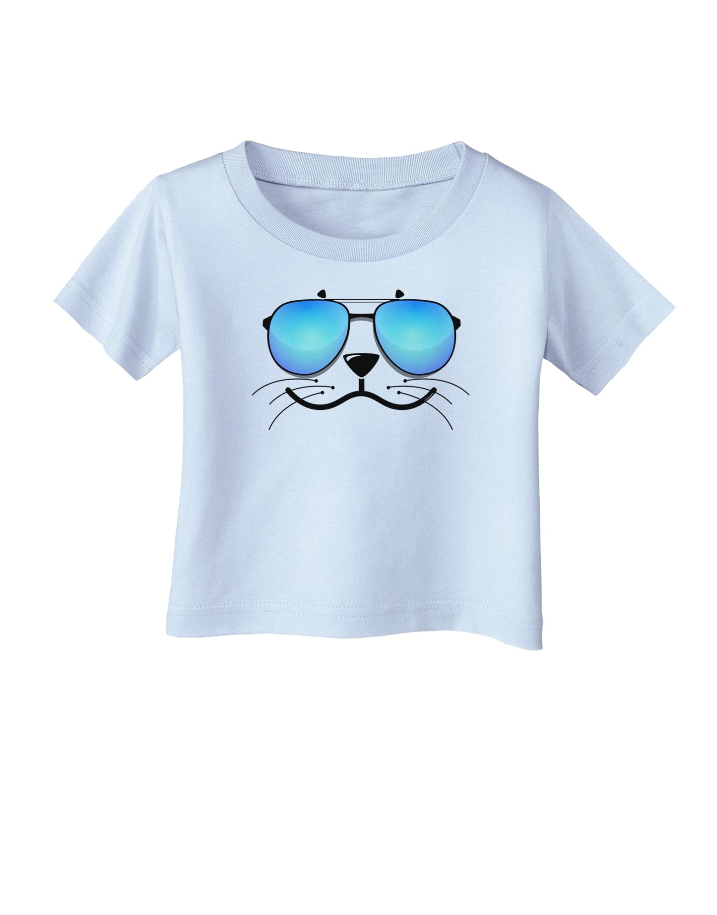 Kyu-T Face - Sealie Cool Sunglasses Infant T-Shirt-Infant T-Shirt-TooLoud-Light-Blue-06-Months-Davson Sales