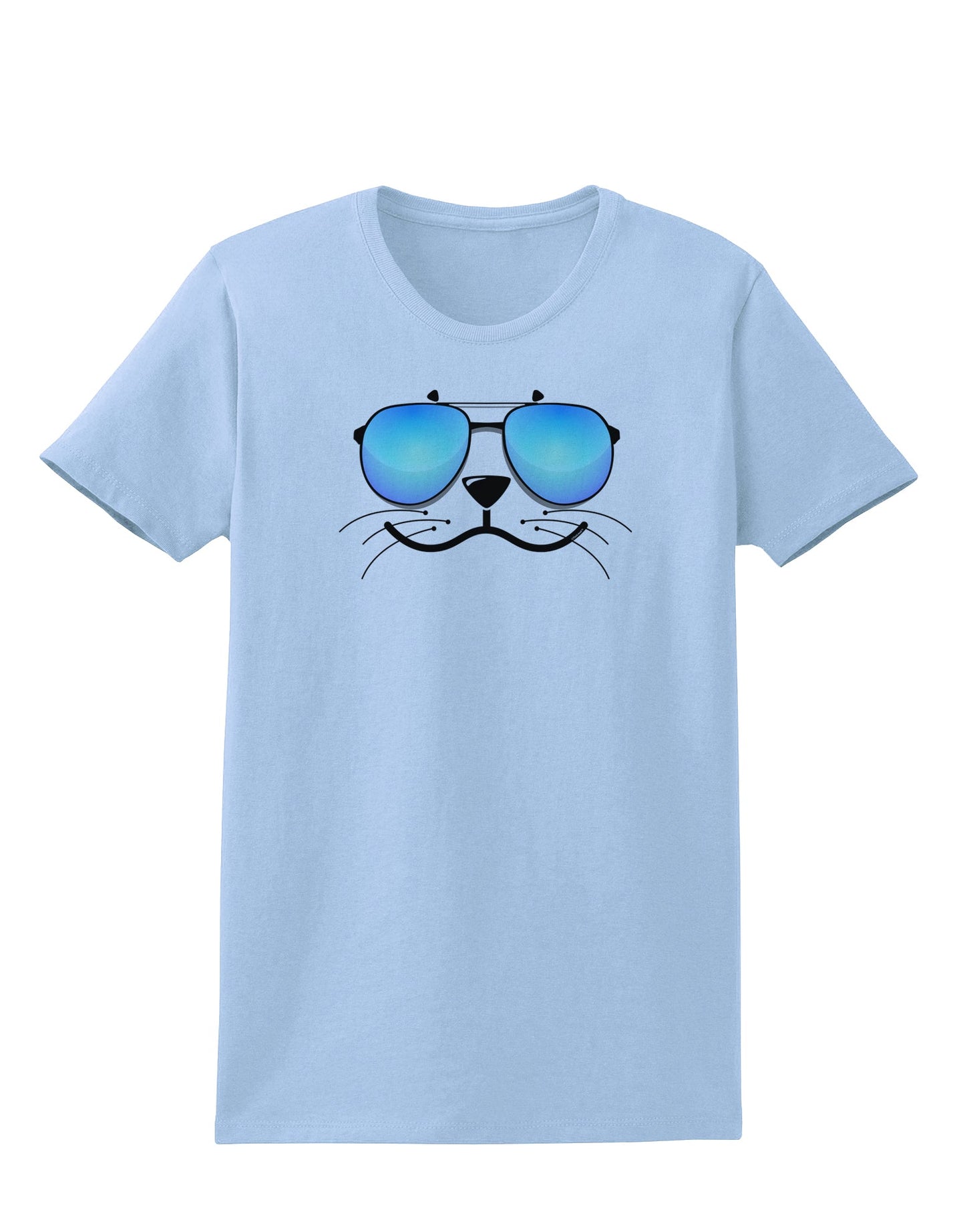 Kyu-T Face - Sealie Cool Sunglasses Womens T-Shirt-Womens T-Shirt-TooLoud-Light-Blue-X-Small-Davson Sales
