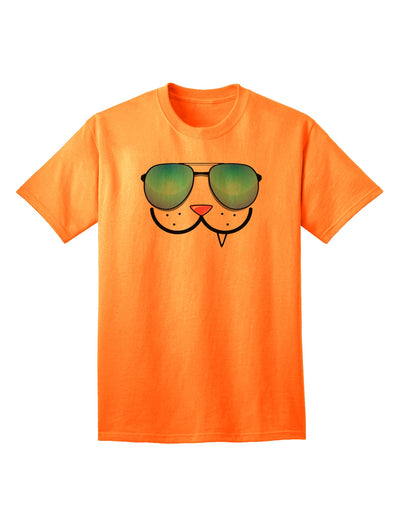 Kyu-T Face - Snaggle Cool Sunglasses Adult T-Shirt: A Stylish Addition to Your Wardrobe-Mens T-shirts-TooLoud-Neon-Orange-Small-Davson Sales