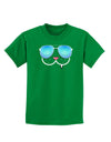 Kyu-T Face - Snaggle Cool Sunglasses Childrens Dark T-Shirt-Childrens T-Shirt-TooLoud-Kelly-Green-X-Small-Davson Sales