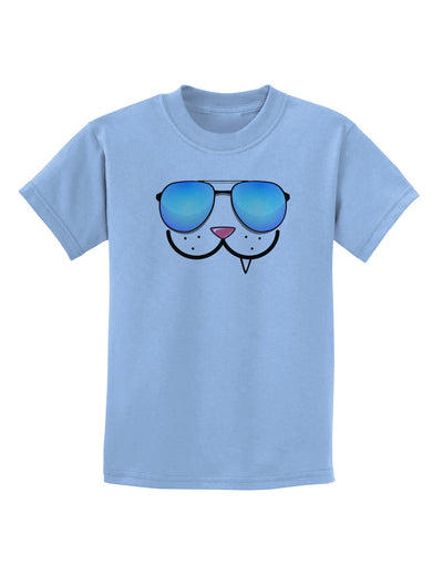 Kyu-T Face - Snaggle Cool Sunglasses Childrens T-Shirt-Childrens T-Shirt-TooLoud-Light-Blue-X-Small-Davson Sales