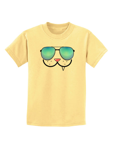 Kyu-T Face - Snaggle Cool Sunglasses Childrens T-Shirt-Childrens T-Shirt-TooLoud-Daffodil-Yellow-X-Small-Davson Sales