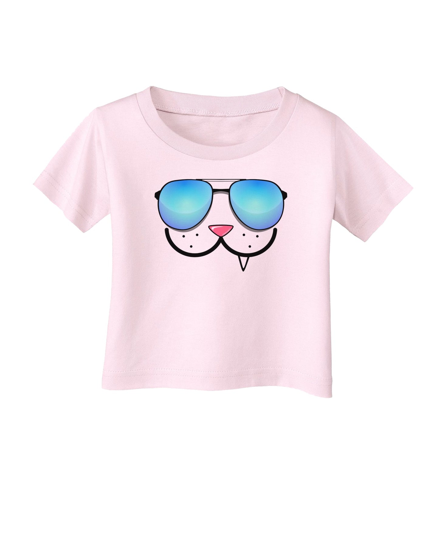 Kyu-T Face - Snaggle Cool Sunglasses Infant T-Shirt-Infant T-Shirt-TooLoud-Light-Pink-06-Months-Davson Sales