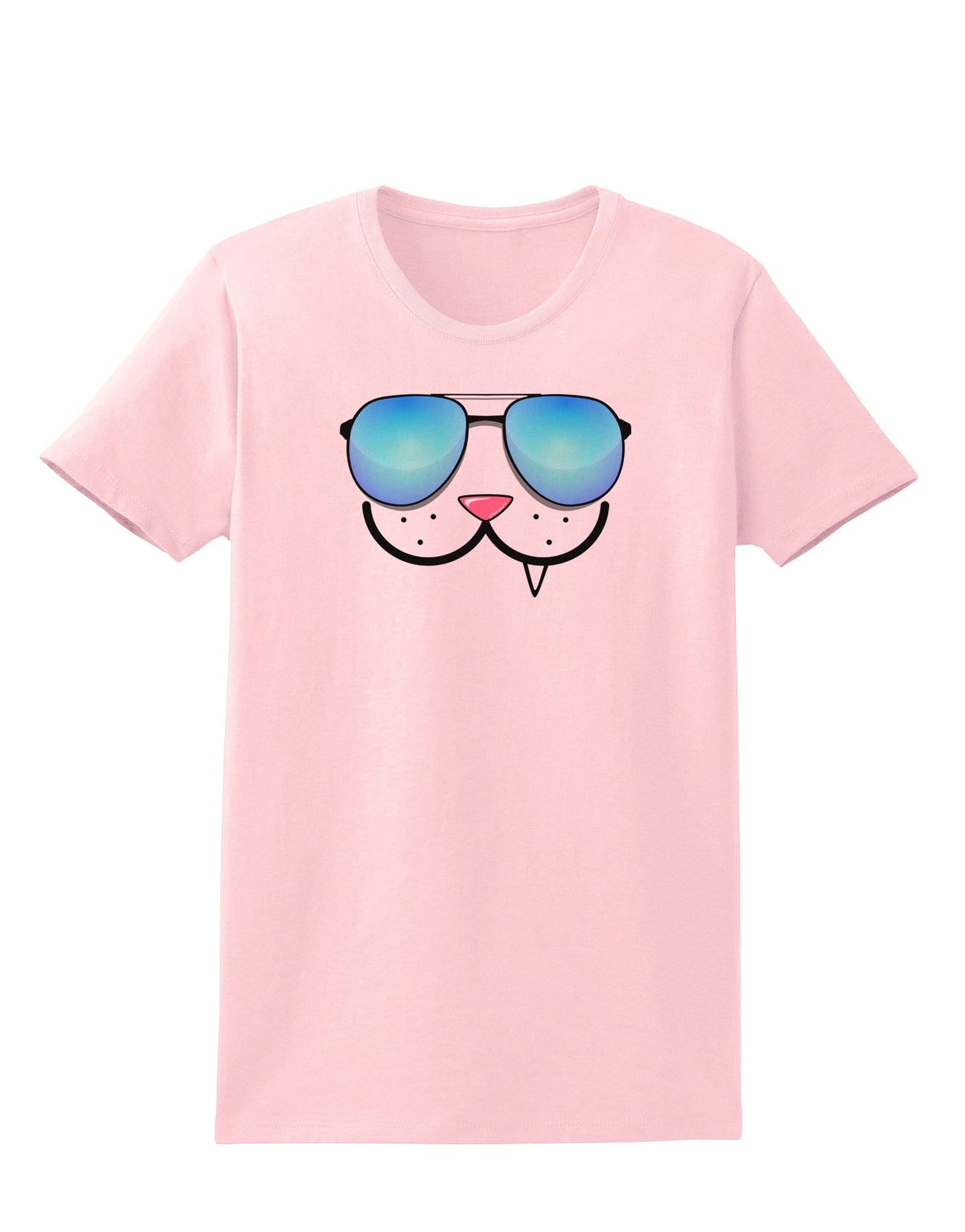 Kyu-T Face - Snaggle Cool Sunglasses Womens T-Shirt-Womens T-Shirt-TooLoud-PalePink-X-Small-Davson Sales