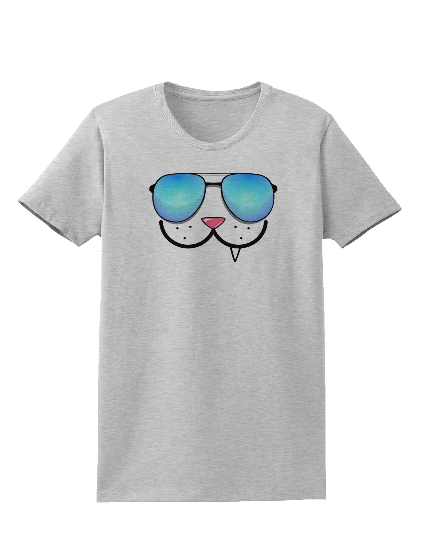 Kyu-T Face - Snaggle Cool Sunglasses Womens T-Shirt-Womens T-Shirt-TooLoud-AshGray-X-Small-Davson Sales