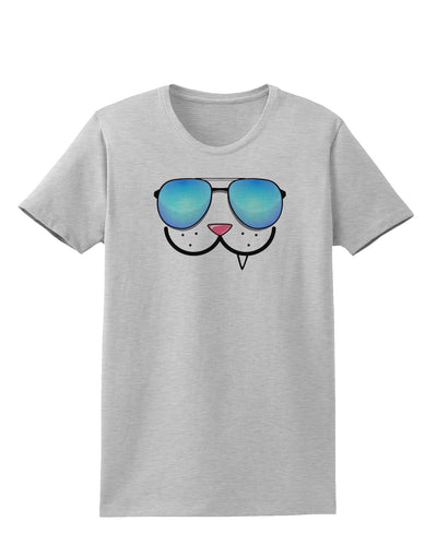 Kyu-T Face - Snaggle Cool Sunglasses Womens T-Shirt-Womens T-Shirt-TooLoud-AshGray-X-Small-Davson Sales